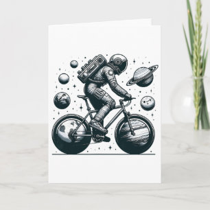 Space Astronaut Cycling For Bicycle Enthusiast And Card