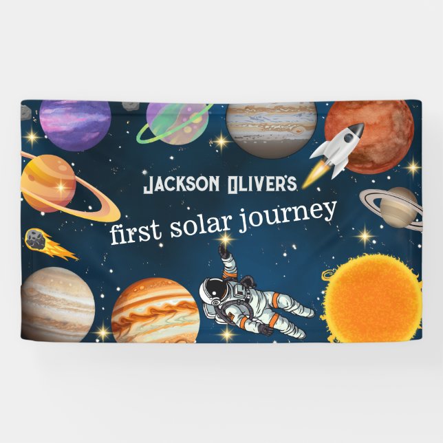 Space Astronaut First Birthday Party Banner (Horizontal)