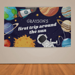 Space Astronaut First Birthday Party Banner