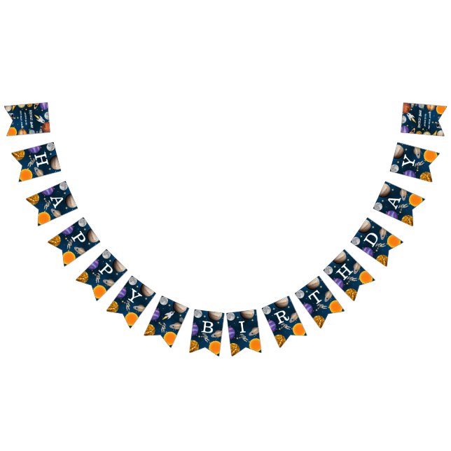 Space Astronaut First Birthday Party Bunting Flags (All)