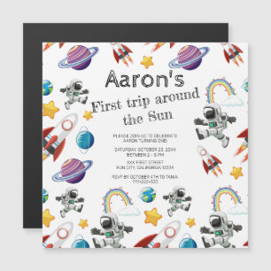 Space Astronaut First Birthday Party Invitation