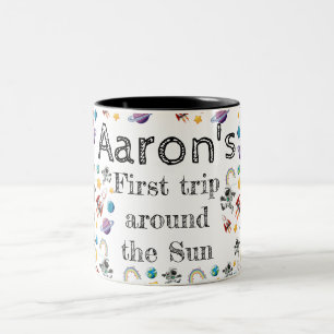 Space Astronaut First Birthday Party Invitation Two-Tone Coffee Mug