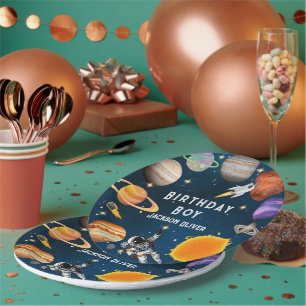 Space Astronaut First Birthday Party Paper Plate