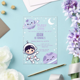 Space Astronaut for Boys Galaxy Outer Space Party Acrylic Invitations