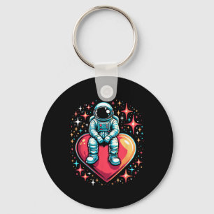 Space Astronaut Heart Bylloon Valentine's Day Vale Keychain