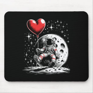Space Astronaut Heart Bylloon Valentine's Day Vale Mouse Pad