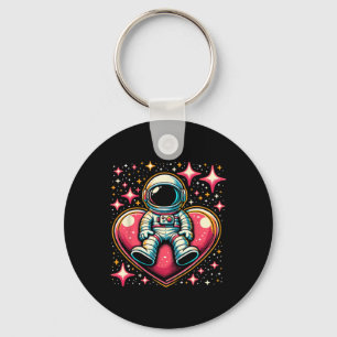 Space Astronaut Heart Lloon Valentine's Day Valent Keychain