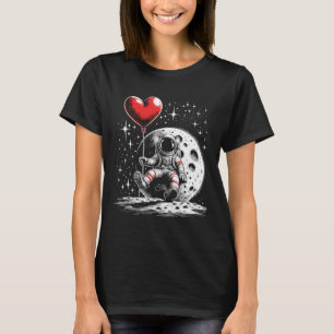 Space Astronaut Heart Lloon Valentine's Day Valent T-Shirt
