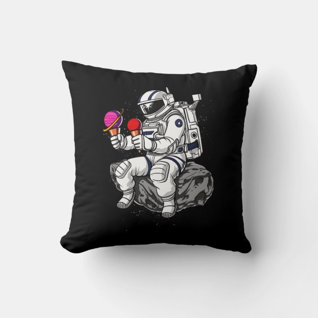 Space Astronaut Ice Cream Planets Cosmic Galaxy Throw Pillow (Front)