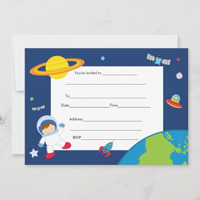 Space Astronaut Invitation Fill In (Front)