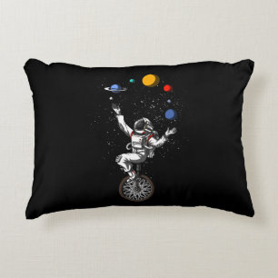 Space Astronaut Juggling Planets Cosmic Astronomy Accent Pillow