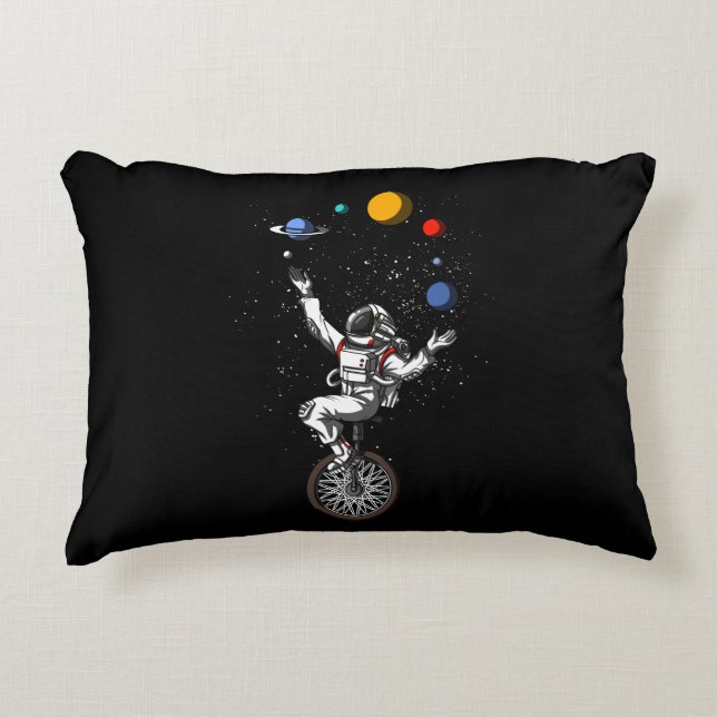 Space Astronaut Juggling Planets Cosmic Astronomy Accent Pillow (Front)