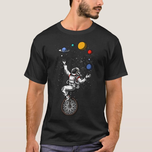 Space Astronaut Juggling Planets Cosmic Astronomy T-Shirt (Front)