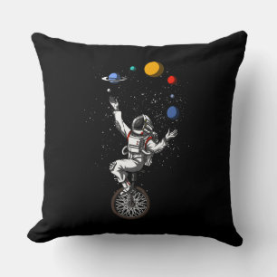 Space Astronaut Juggling Planets Cosmic Astronomy Throw Pillow