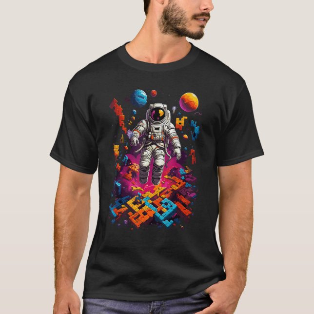 Space Astronaut Master Builder Funny Building Bloc T-Shirt (Front)