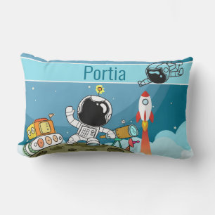 Space Astronaut on a Moon Mission Lumbar Pillow