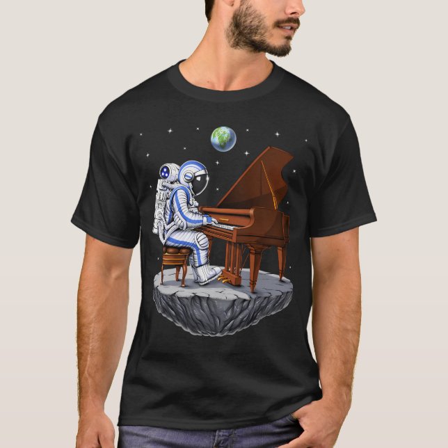Space Astronaut Pianist T-Shirt (Front)