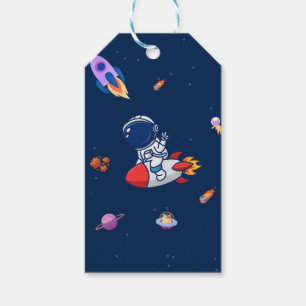 Space Astronaut Planet and Stars Watercolor Gift Tags