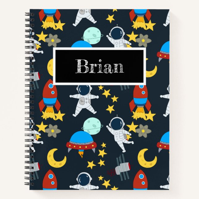 Space Astronaut Planet Personalized  Notebook (Front)
