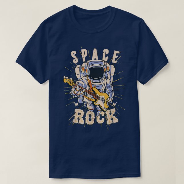 Space Astronaut Playing Guitar Astronomy Electric  T-Shirt (Design Front)