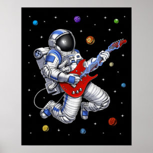 Space Astronaut Playing Guitar Poster