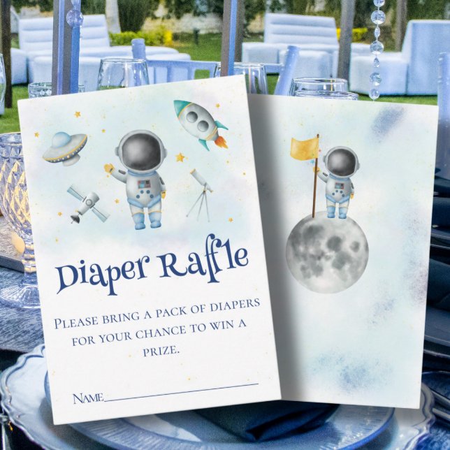 Space Astronaut rocket Diaper Raffle Baby Shower Enclosure Card (Creator Uploaded)