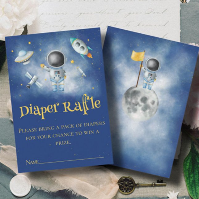 Space Astronaut rockets Diaper Raffle Baby Shower Enclosure Card (Creator Uploaded)