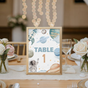 Space Astronaut Shower Table Numbers Sign