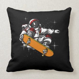 Space Astronaut Skater Skateboarding Cosmic Throw Pillow