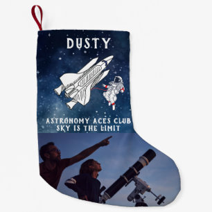 Space Astronaut Spaceship Astronomy Club Small Christmas Stocking