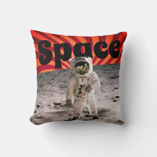 Space astronaut spiral vintage apollo 11 mission throw pillow