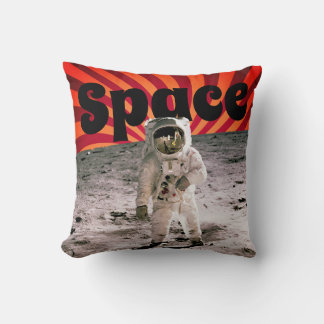 Space astronaut spiral vintage apollo 11 mission throw pillow