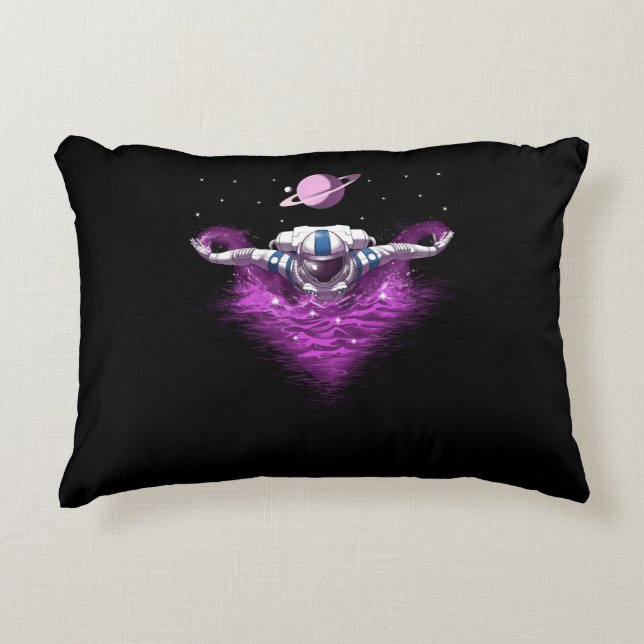 Space Astronaut Swimmer Accent Pillow (Front)