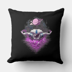 Space Astronaut Swimming Throw Pillow