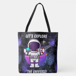 SPACE, ASTRONAUT, UFO, ROCKETSHIPS,UNIVERSE TOTE BAG