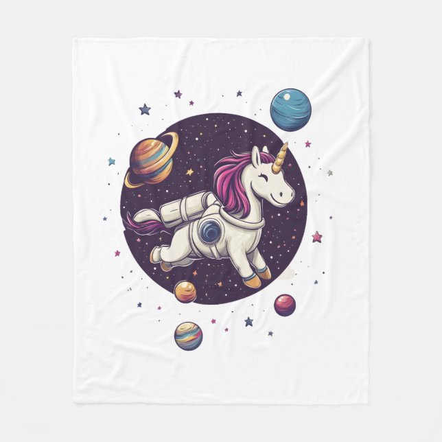 Space Astronaut Unicorn (1) Fleece Blanket (Front)