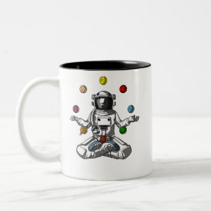 Space Astronaut Zen Yoga Meditation Cosmic Planets Two-Tone Coffee Mug