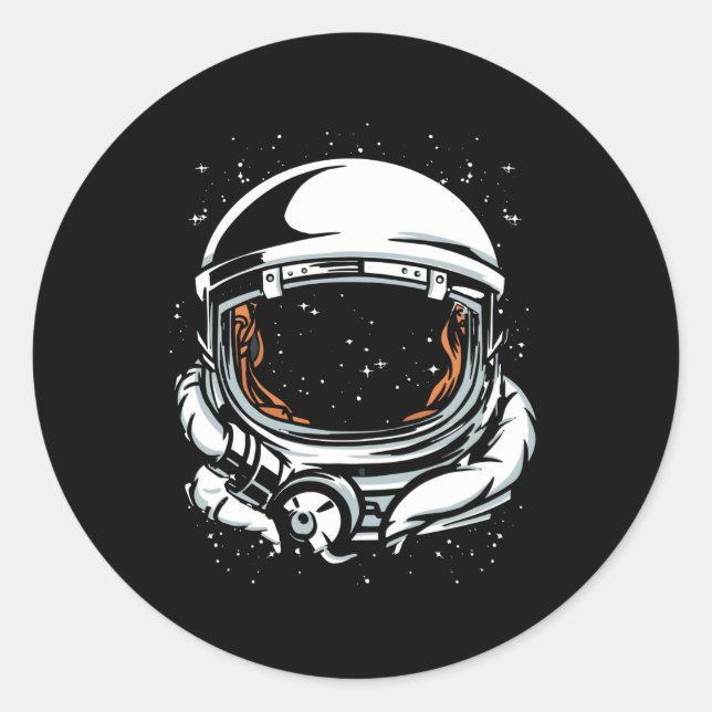 Space Astronauts Helmet Gift Classic Round Sticker (Front)