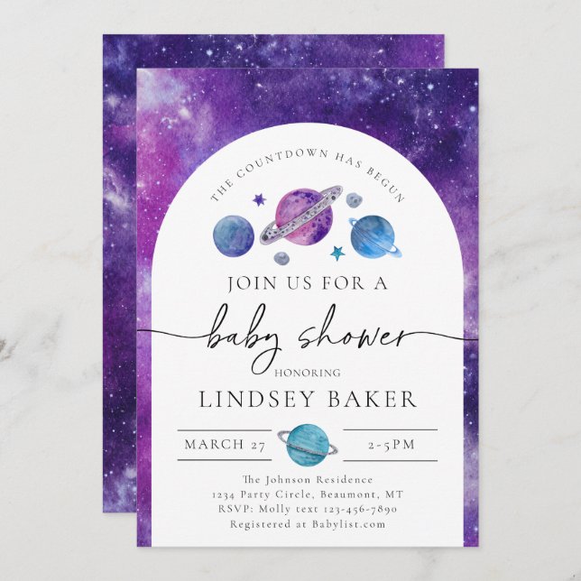 Space Baby Shower Invitation | Space Baby Shower (Front/Back)