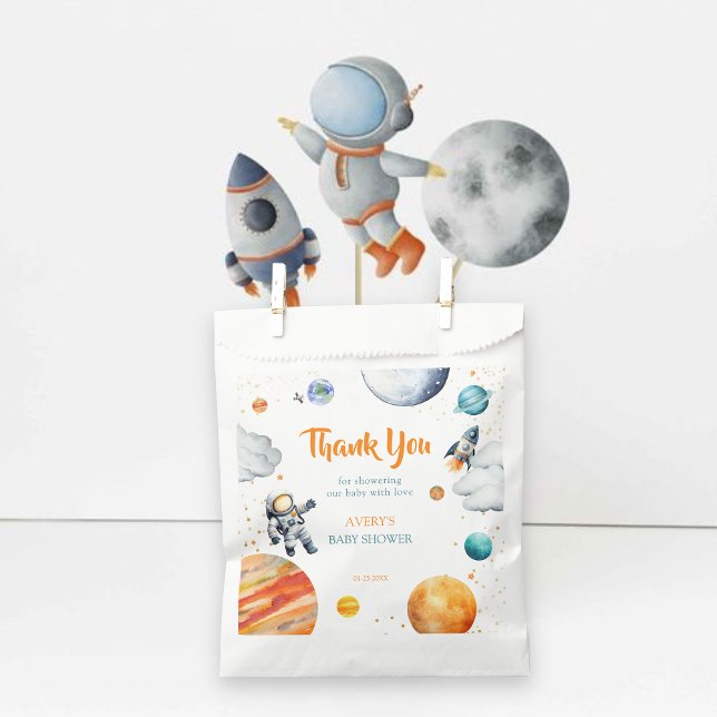 Space Baby Shower Thank You Rocket Planet Favour Bag (Creator Uploaded)