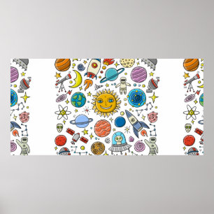 Space Background. Planets of the solar system. Roc Poster