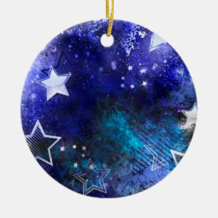 Space Background with Stars Ceramic Ornament