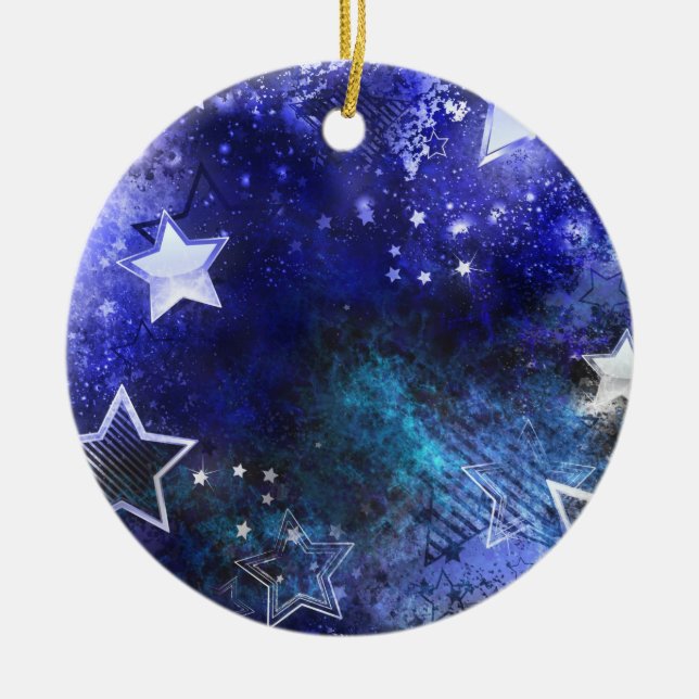 Space Background with Stars Ceramic Ornament (Front)
