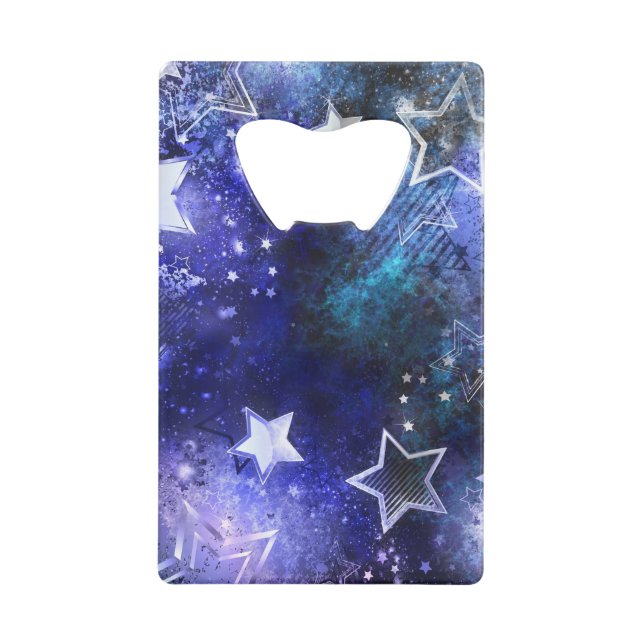 Space Background with Stars Credit Card Bottle Opener (Front)