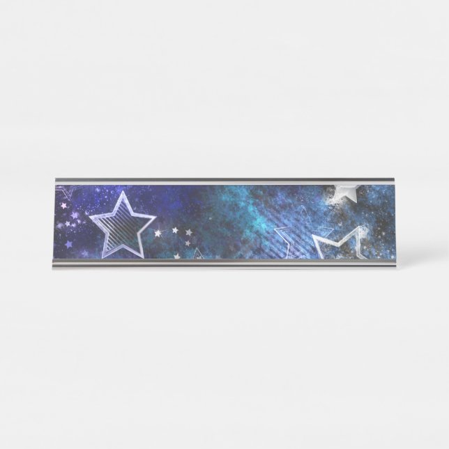 Space Background with Stars Desk Name Plate (Front)