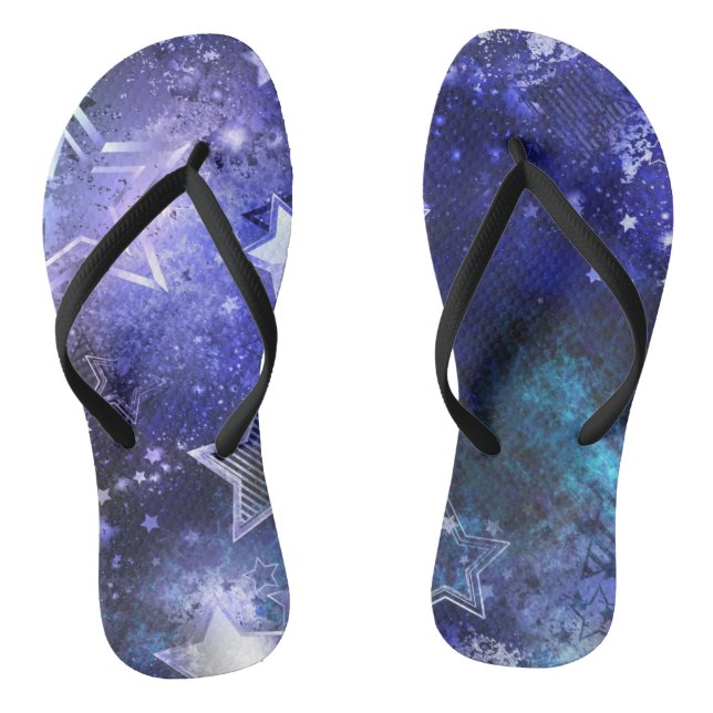 Space Background with Stars Flip Flops (Footbed)