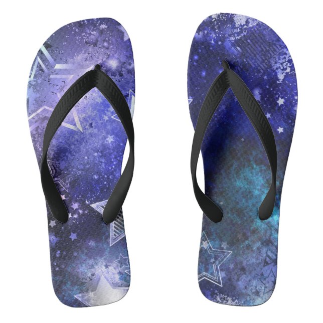 Space Background with Stars Flip Flops (Footbed)