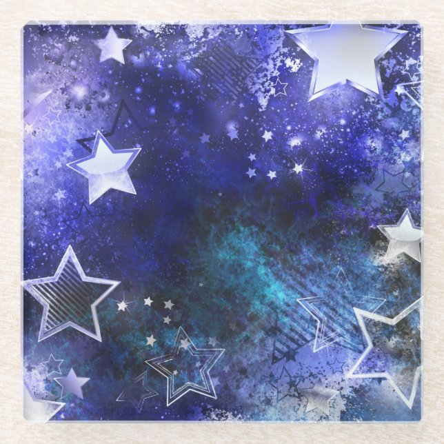 Space Background with Stars Glass Coaster (Front)