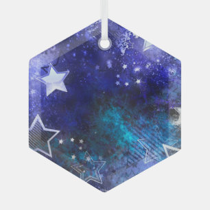 Space Background with Stars Glass Ornament