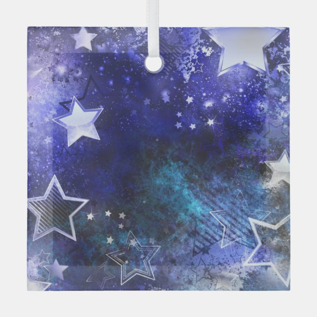 Space Background with Stars Glass Ornament (Front)